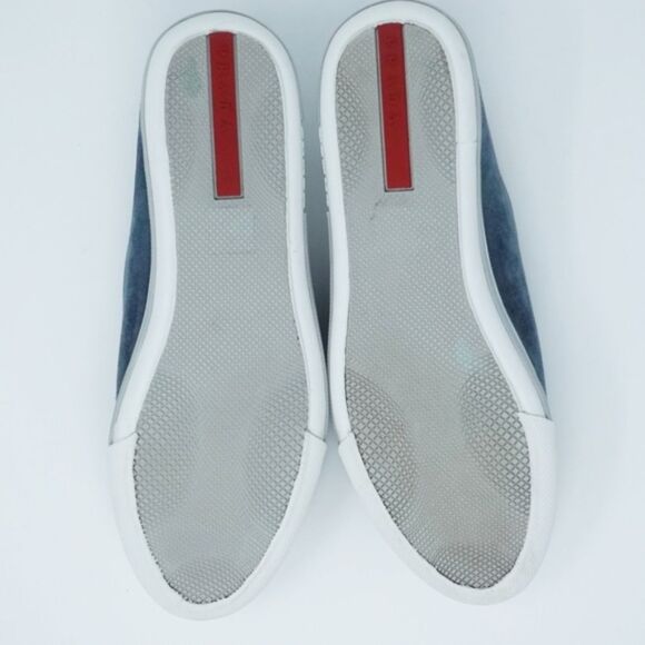 Prada Suede Leather Sneakers Cap Toe Gray Blue 9.5 Retro Ballet sneakers - Picture 7 of 8